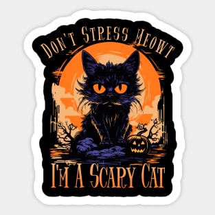 Funny Cat Halloween Costume, Halloween Men, Women, Don't Stress Meowt I'm a Scary Cat Sticker